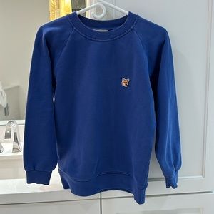 Maison Kitsune Fox Patch Sweatshirt Pullover Blue Size Medium